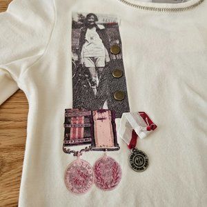 Ikks girls 102 4A French designer medals rewards t-shirt applique